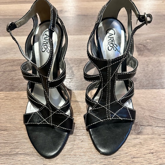 Black Strappy Women's Sandals - Picture 1 of 5